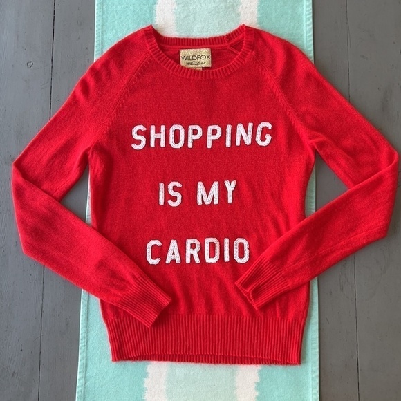 Wildfox White Label Shopping Is My Cardio Sequin Angora Blend Sweater‎ - Picture 3 of 11